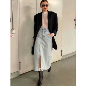 Zara Denim Midi Skirt